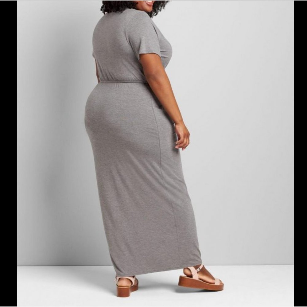 Lane Bryant Gray Crossover Side-Drawstring Maxi D… - image 2